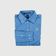 Ladies' Solid Stretch Twill Shirt in Slate Blue